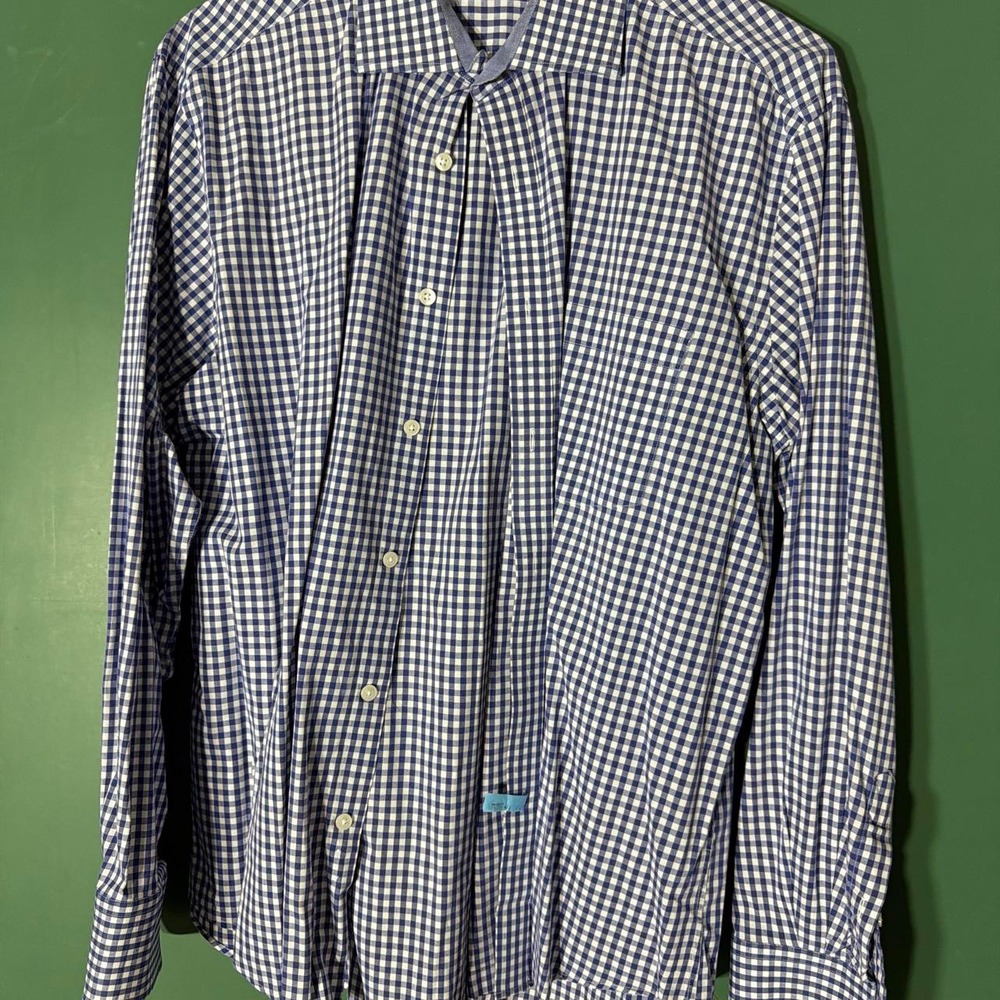 Southern Pines Vintage Blue White Gingham Button Up Shirt Mens XL RN127237